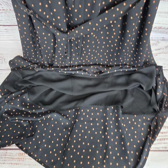 J Jill Wearever Collection Midi Dress Size L Black Polka Dot Belted Lined NWT - Picture 7 of 14